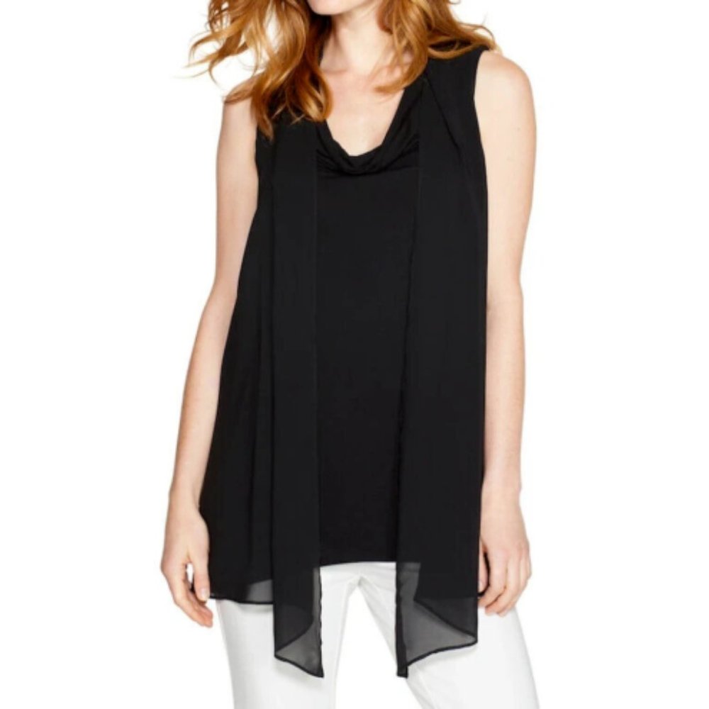 White House Black Market Black Draped Sleeveless Tunic